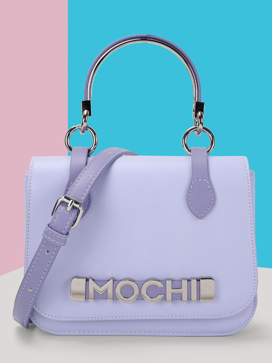 Mochi Women Solid Baguette Bow Detail Satchel Bag