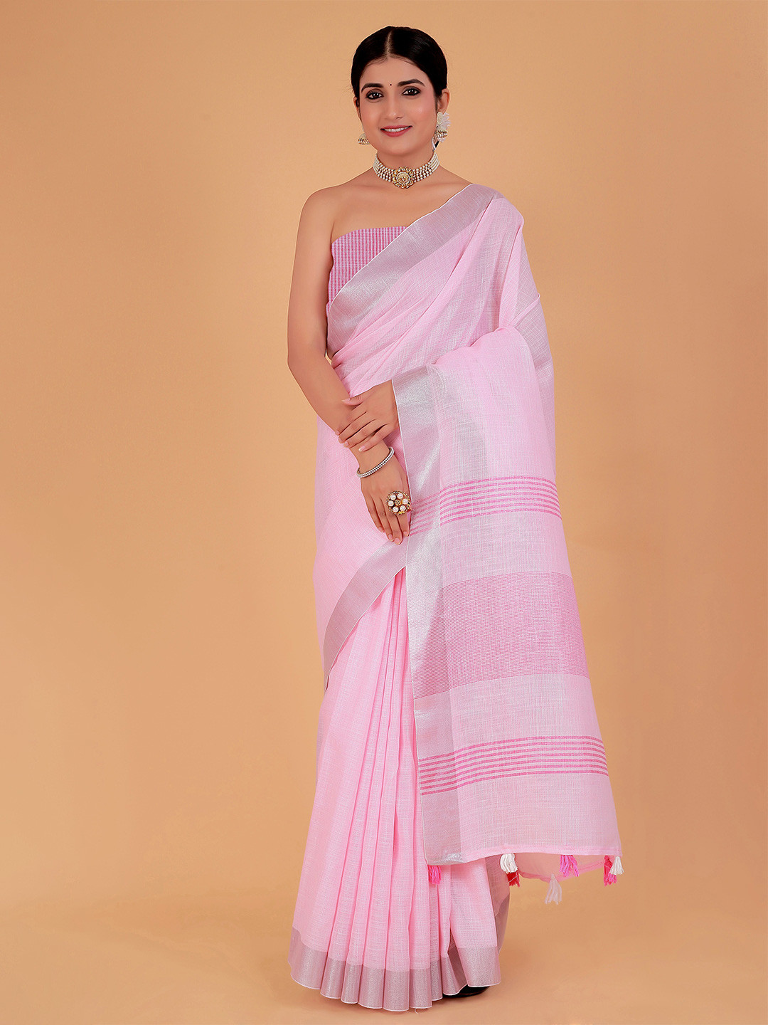 NEGRONI Pure Linen Zari Traditional Saree