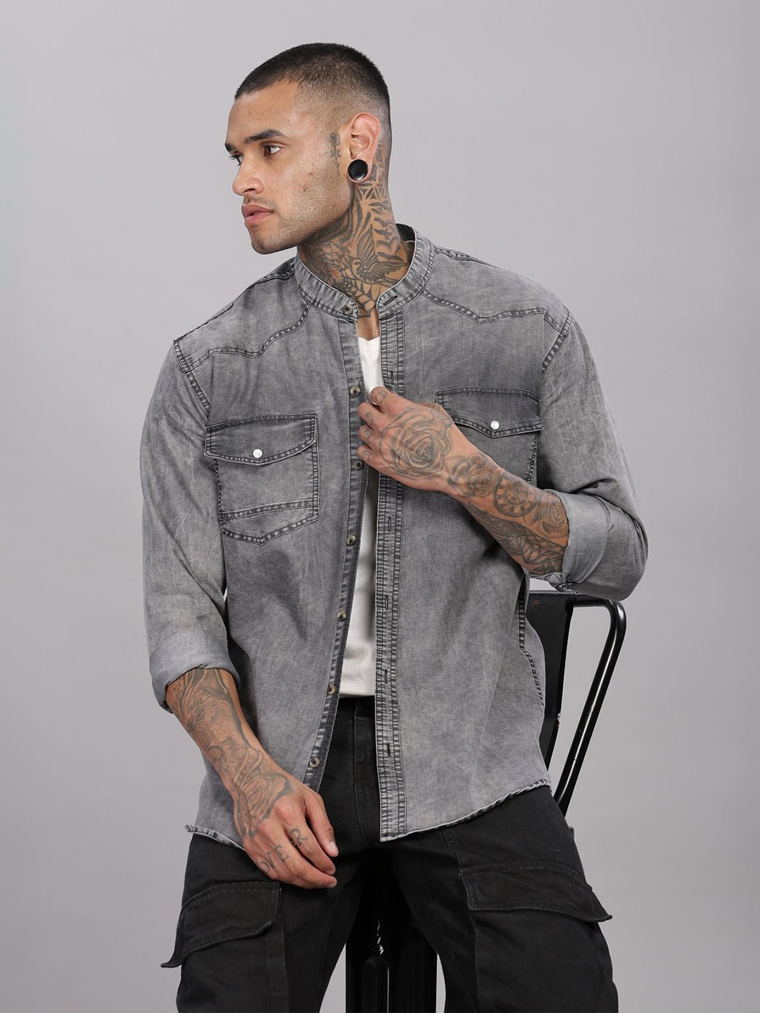 7TH LEGION Smart Cotton Denim Regular Fit Casual Shirt