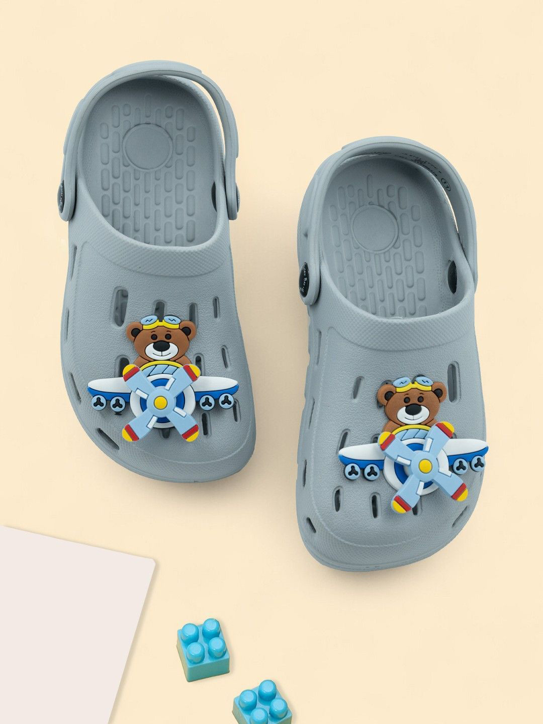 Yellow Bee Boys Pilot Bear & Jet Charm Clogs