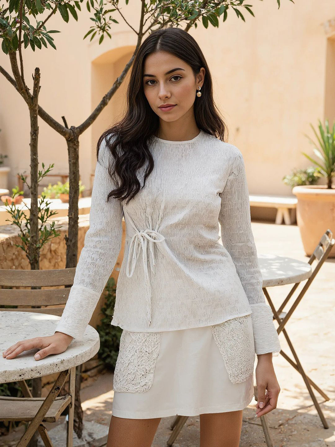 RAREISM Kiop Primary Self Design Long Cuffed Sleeves Top