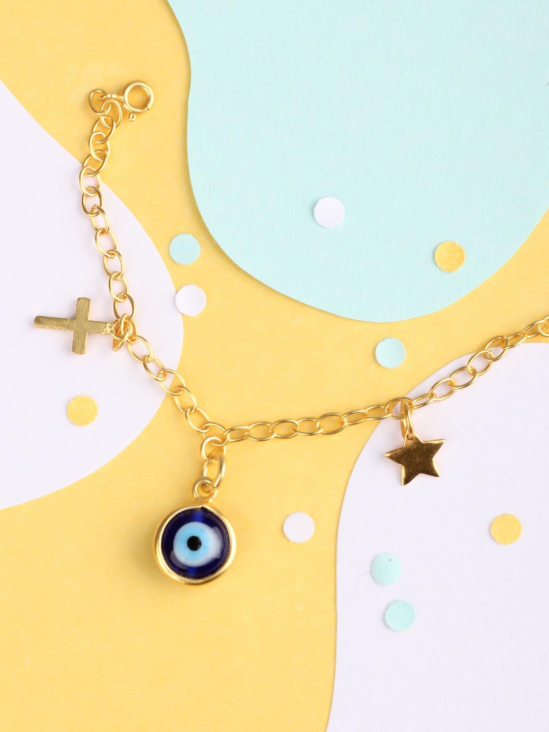 Elegante kids Sterling Silver Evil Eye Charm  Bracelet