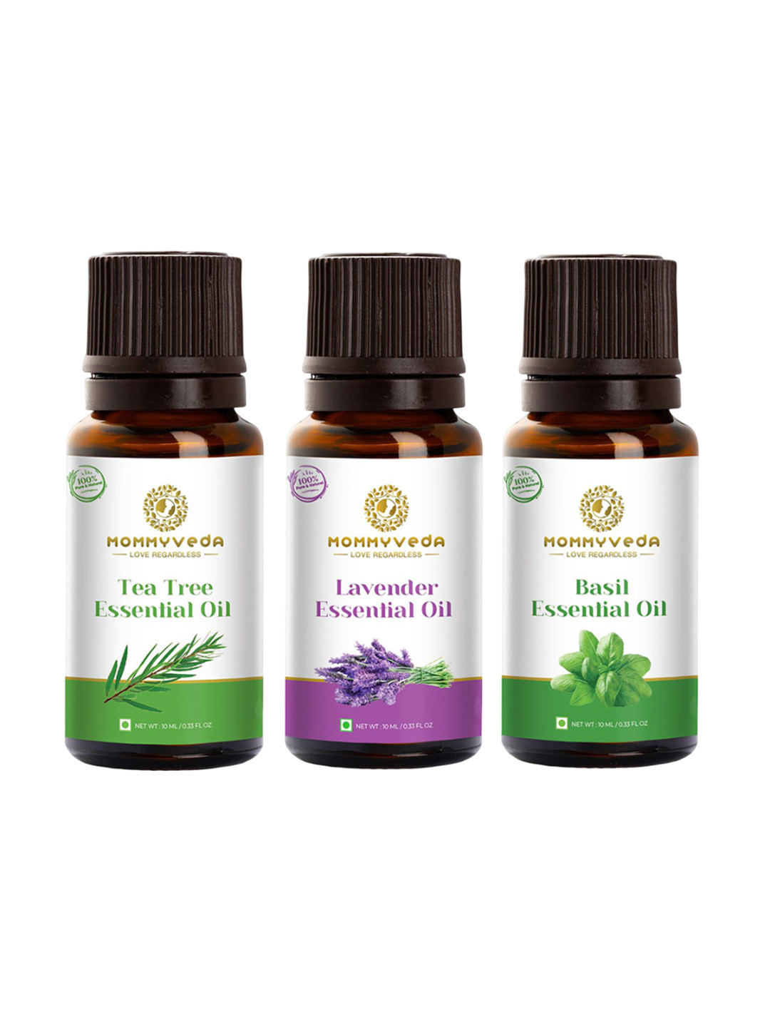 Mommyveda Set Of 3 Tea Tree, Lavender & Basil Essential Oil - 10 ml Each