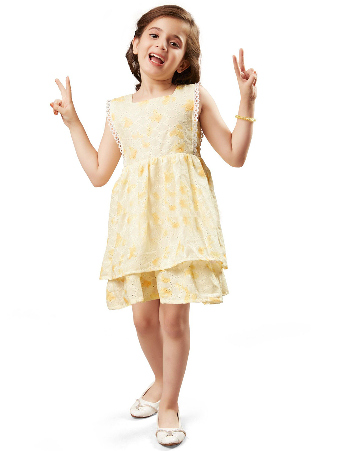 VAVA Creation Girls Self Design Layered Fit & Flare Dress