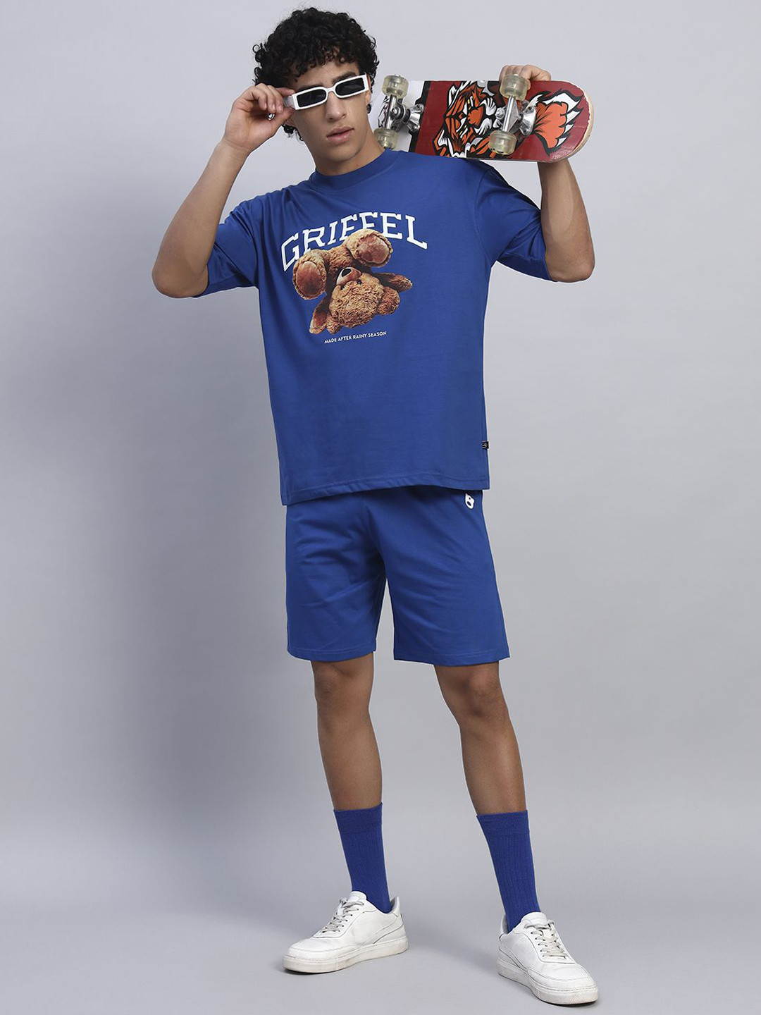 GRIFFEL Loose Fit High-Rise Cotton Sports Short With Antimicrobial Technology