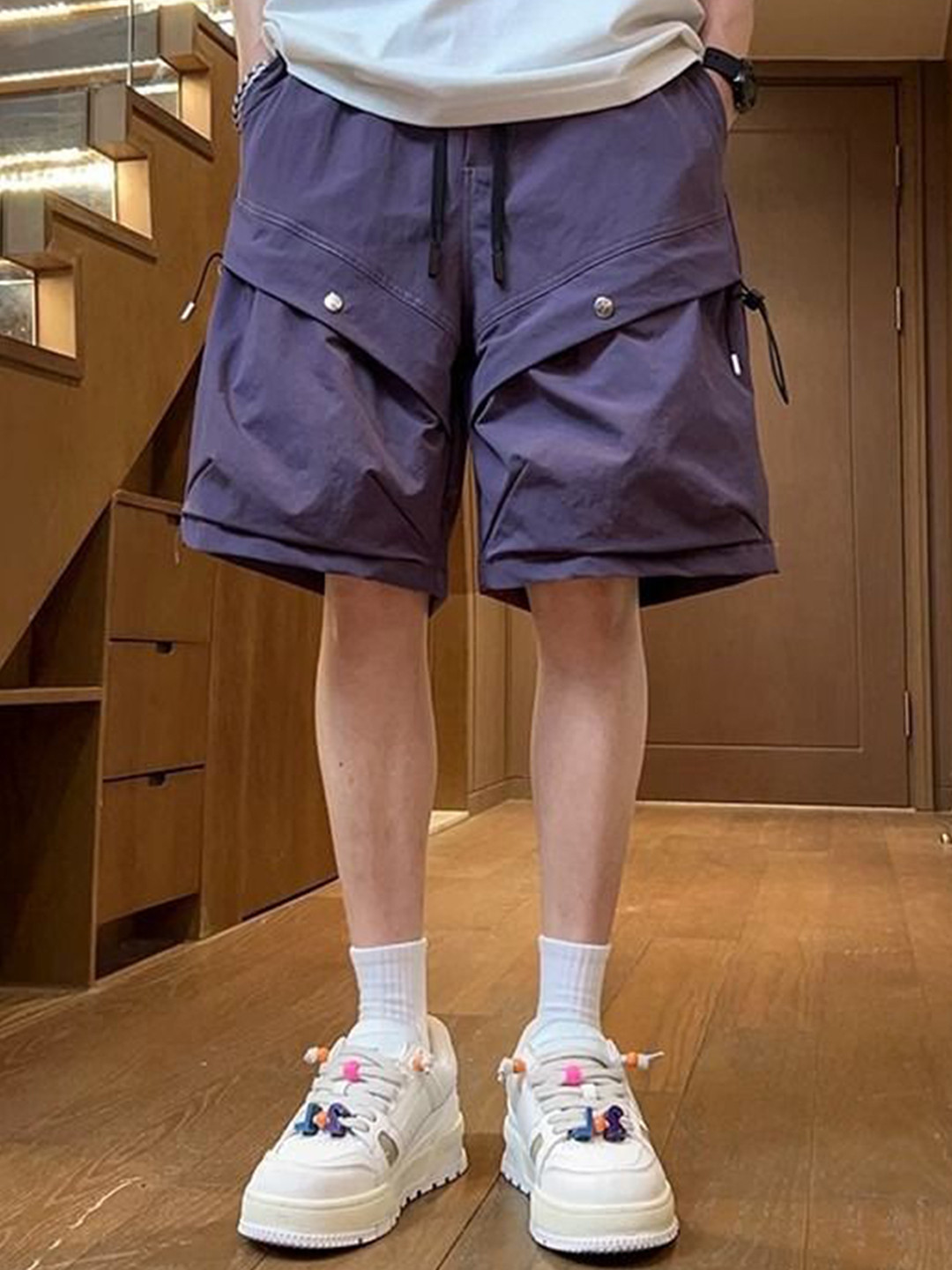 StyleCast x Revolte Men Purple Solid Cargo Shorts