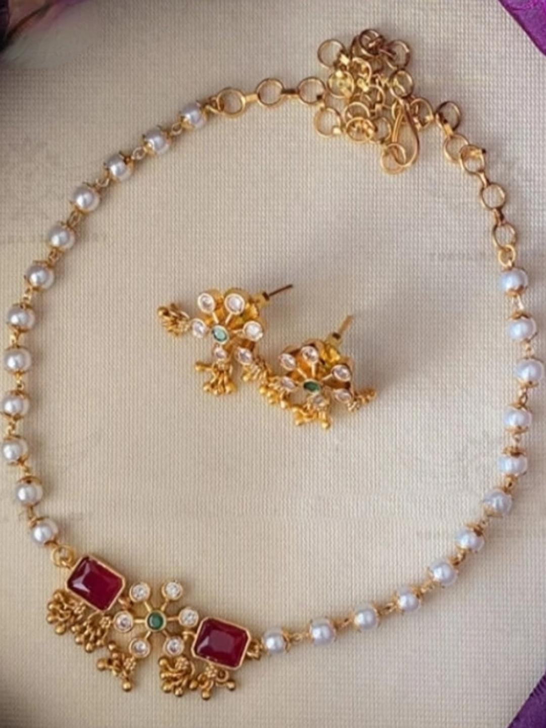 UNNATI JEWEL women Pink Brass Jewellery Set