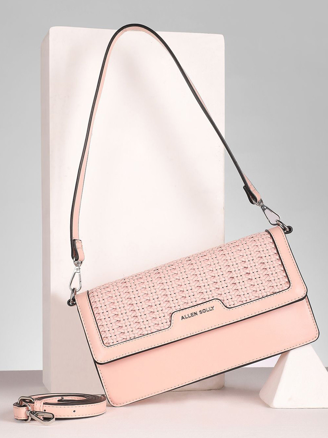 Allen Solly Woman Textured Baguette Cut Work Shoulder Bag
