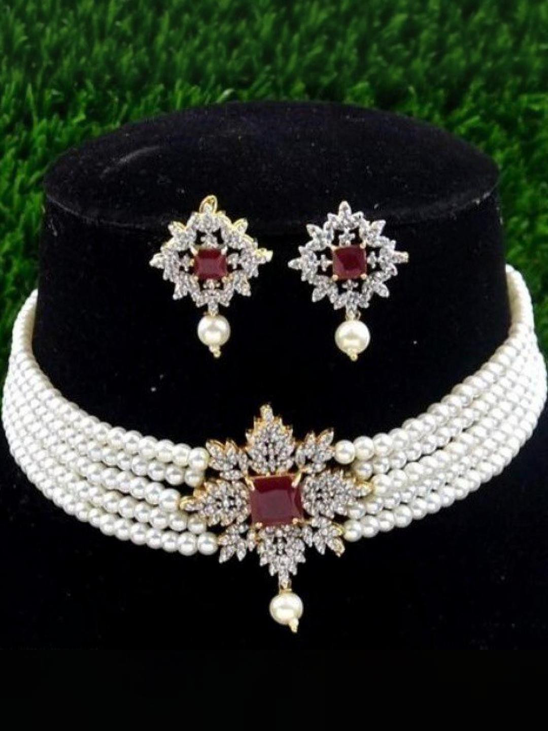 UNNATI JEWEL White Brass Jewellery Set