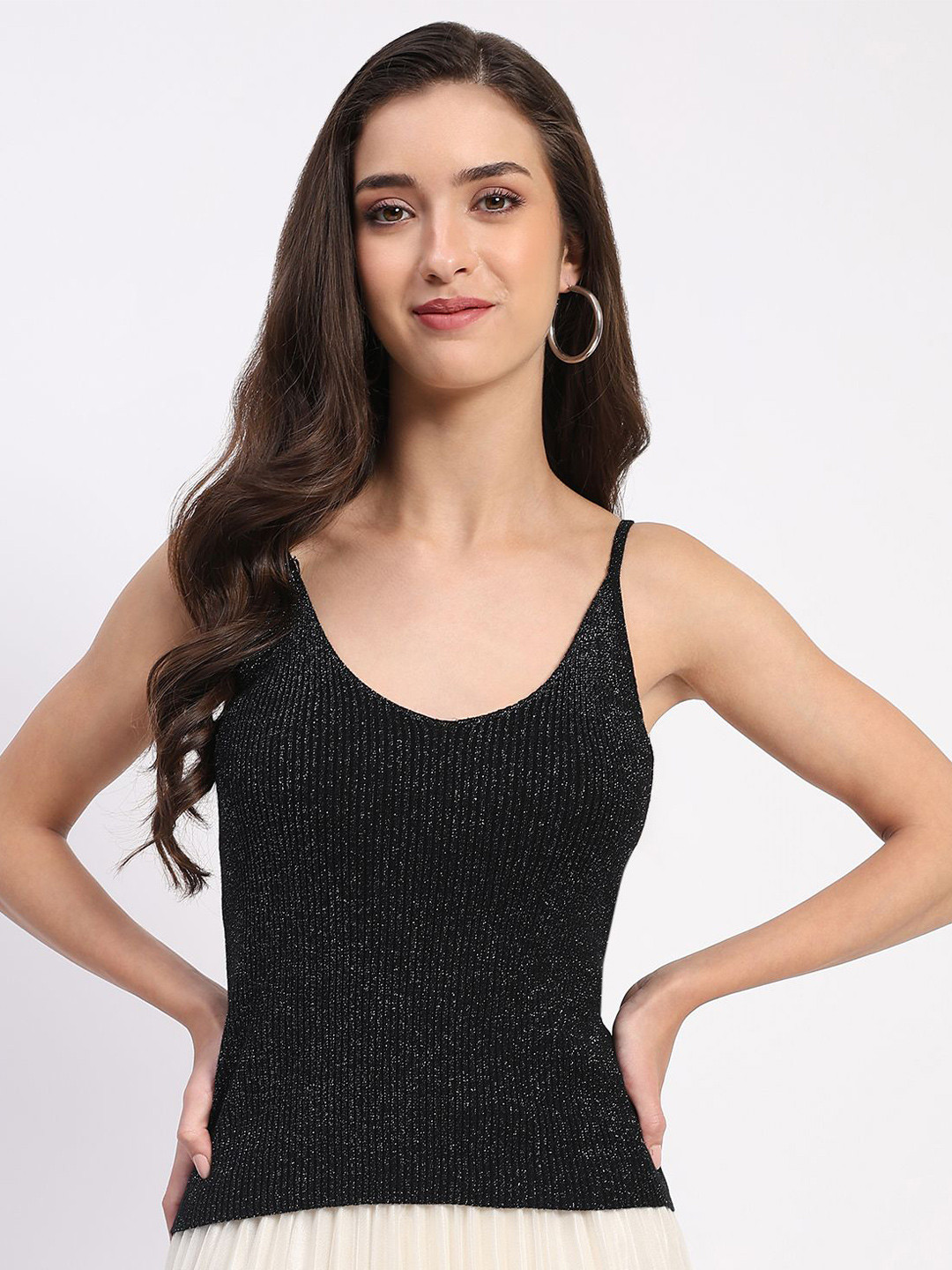 Global Republic Textured Tank Round Neck Top