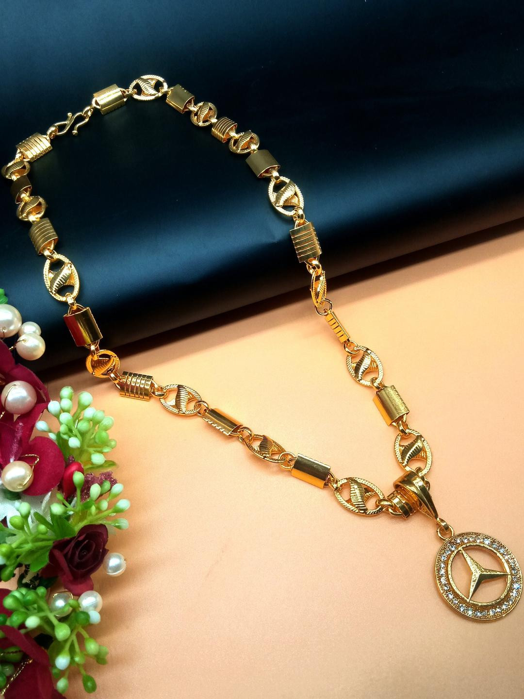 SHANKHRAJ MALL Gold-Plated Circular Pendants with Chains