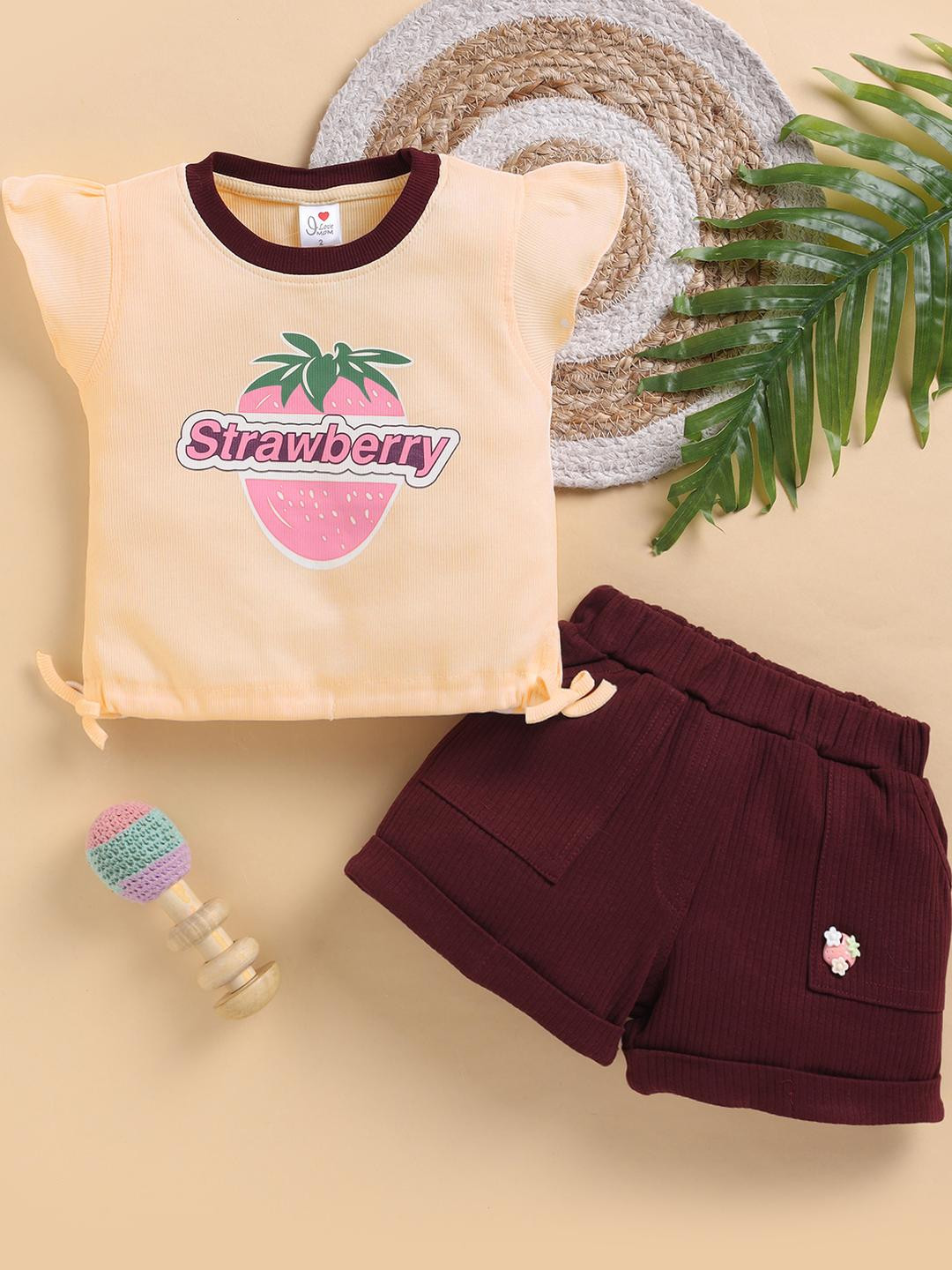 I LOVE MOM Girls Orange Clothing Set