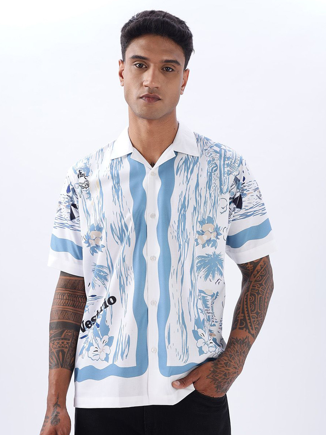 Vestirio Relaxed Seashore Floral Printed Cuban Collar Shirt