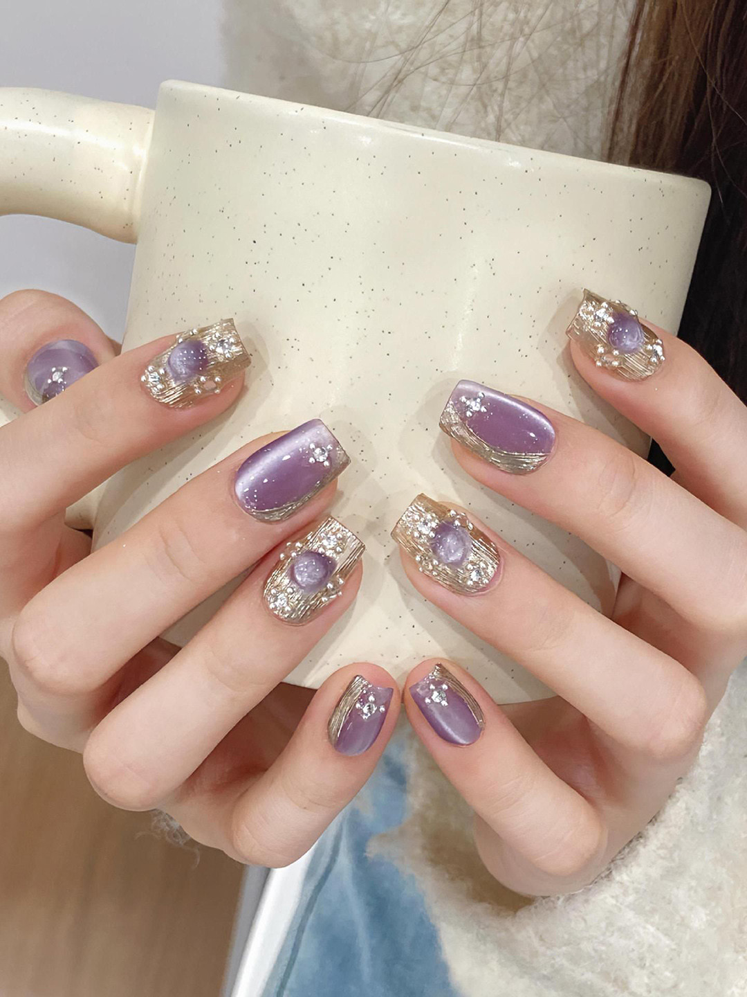 StyleCast x Revolte Set Of 10 Reusable Artificial Nail Extension - Purple