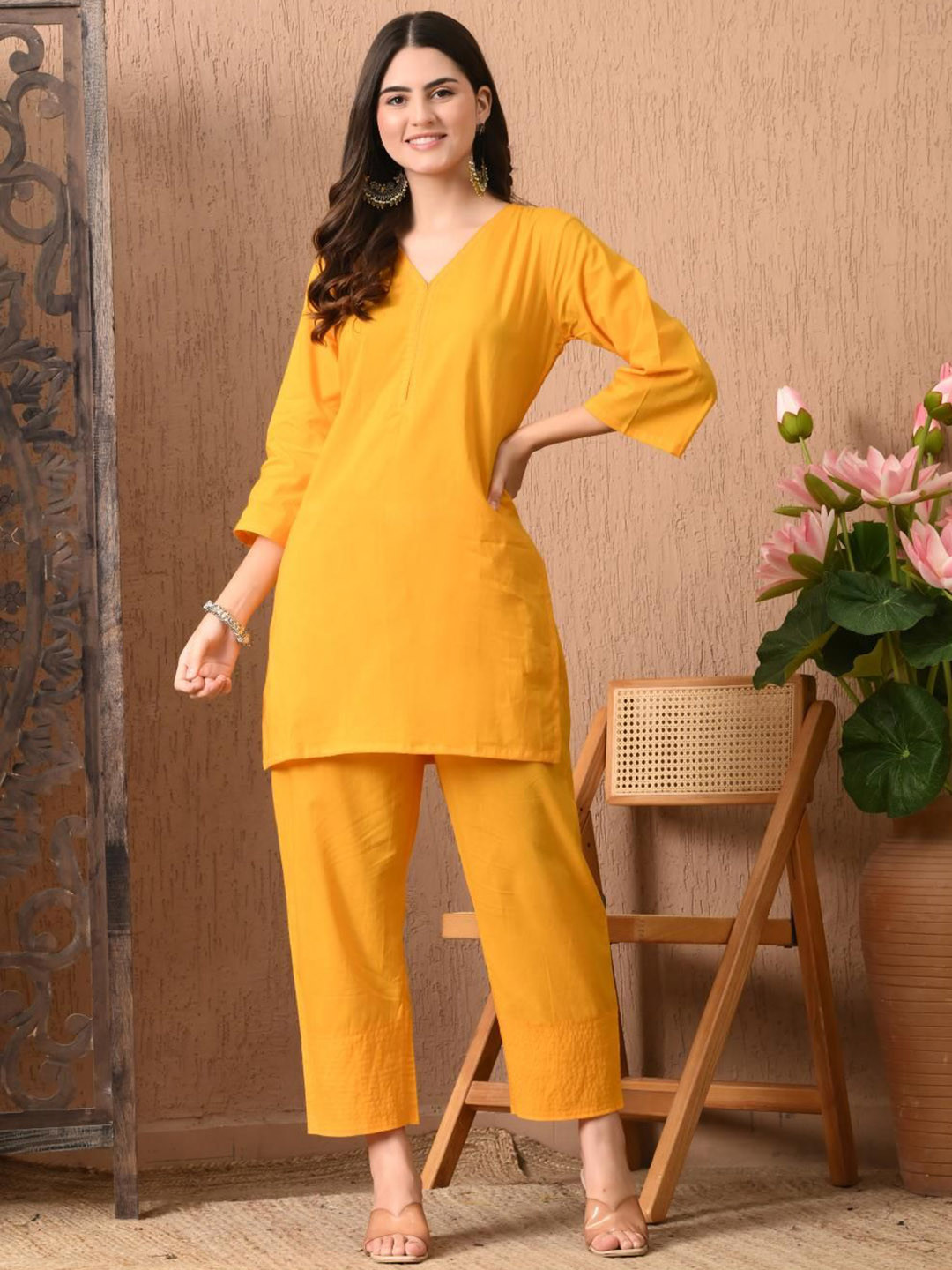 Lavantika Sunshine V-Neck Pure Cotton Tunic With Trouser