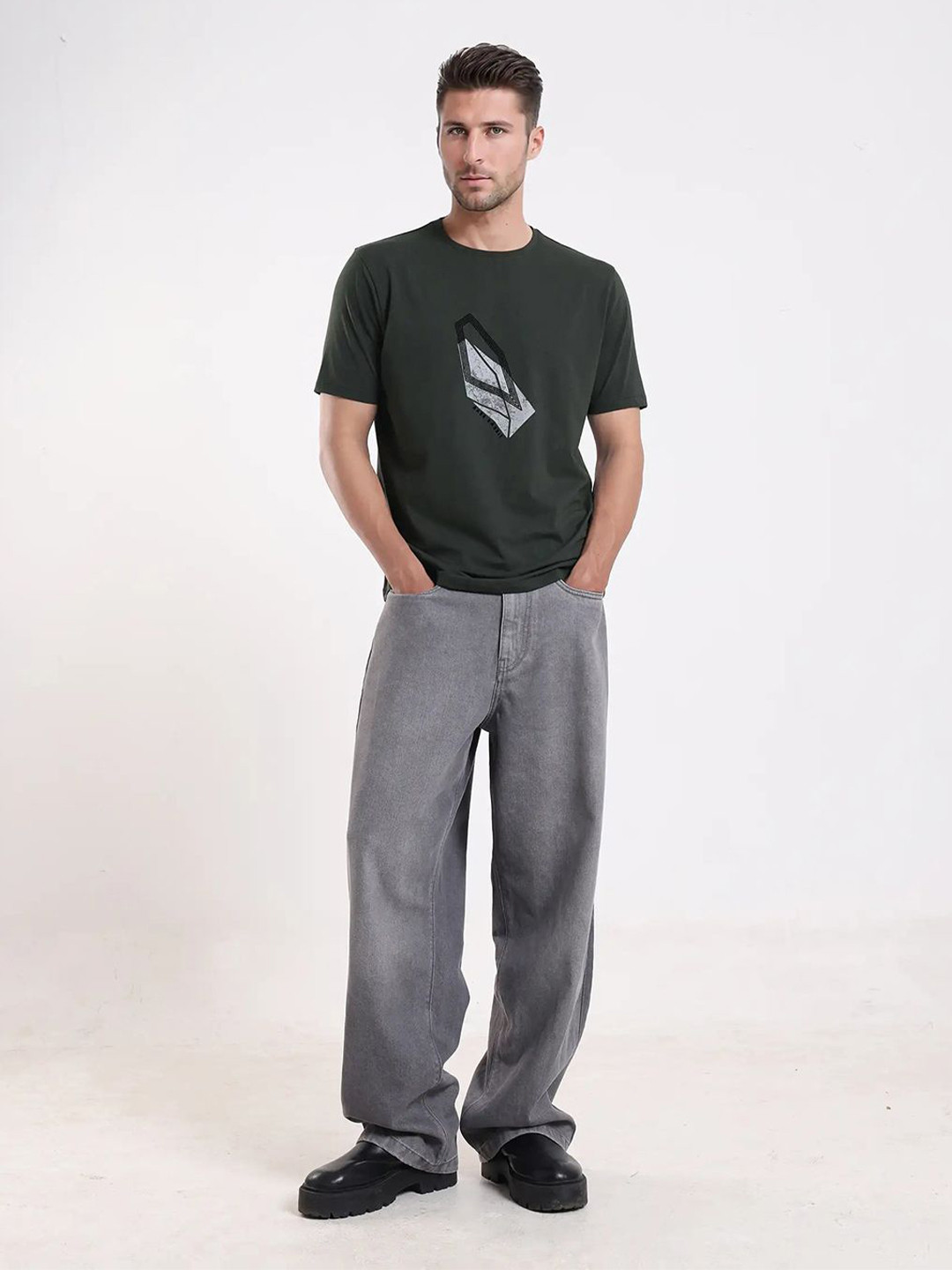 RARE RABBIT Zima Graphic Printed Cotton T-Shirt