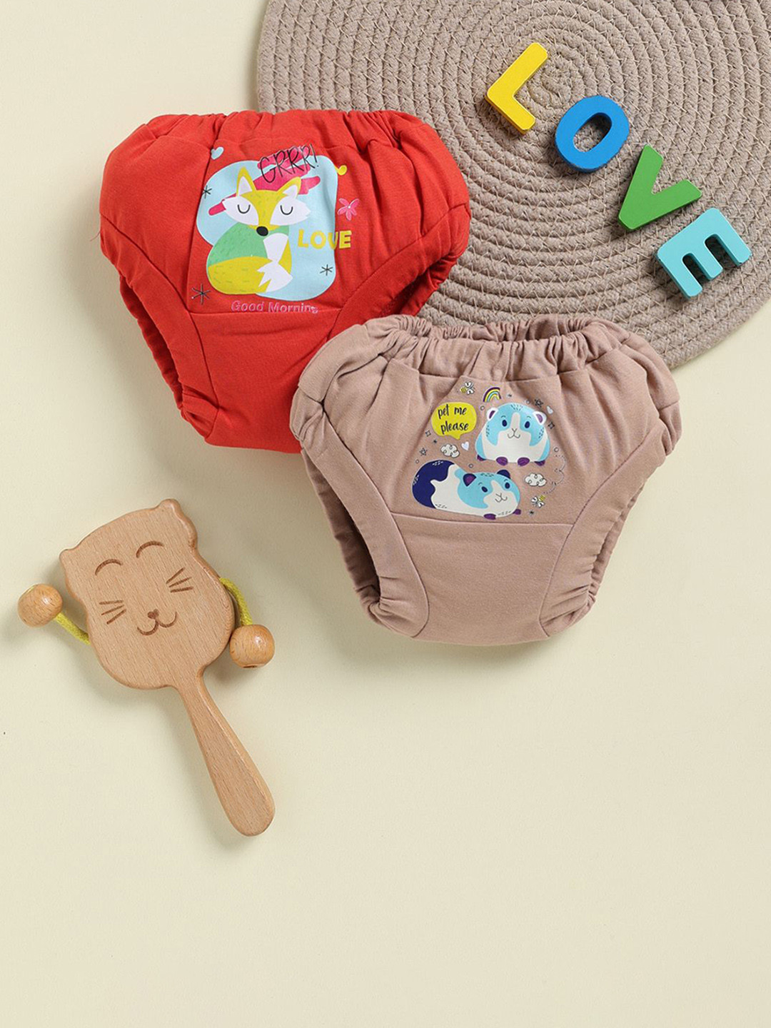 Unfab Infants Girls Pack Of 2 Assorted Printed Pure Cotton Basic Briefs CGGP004-02