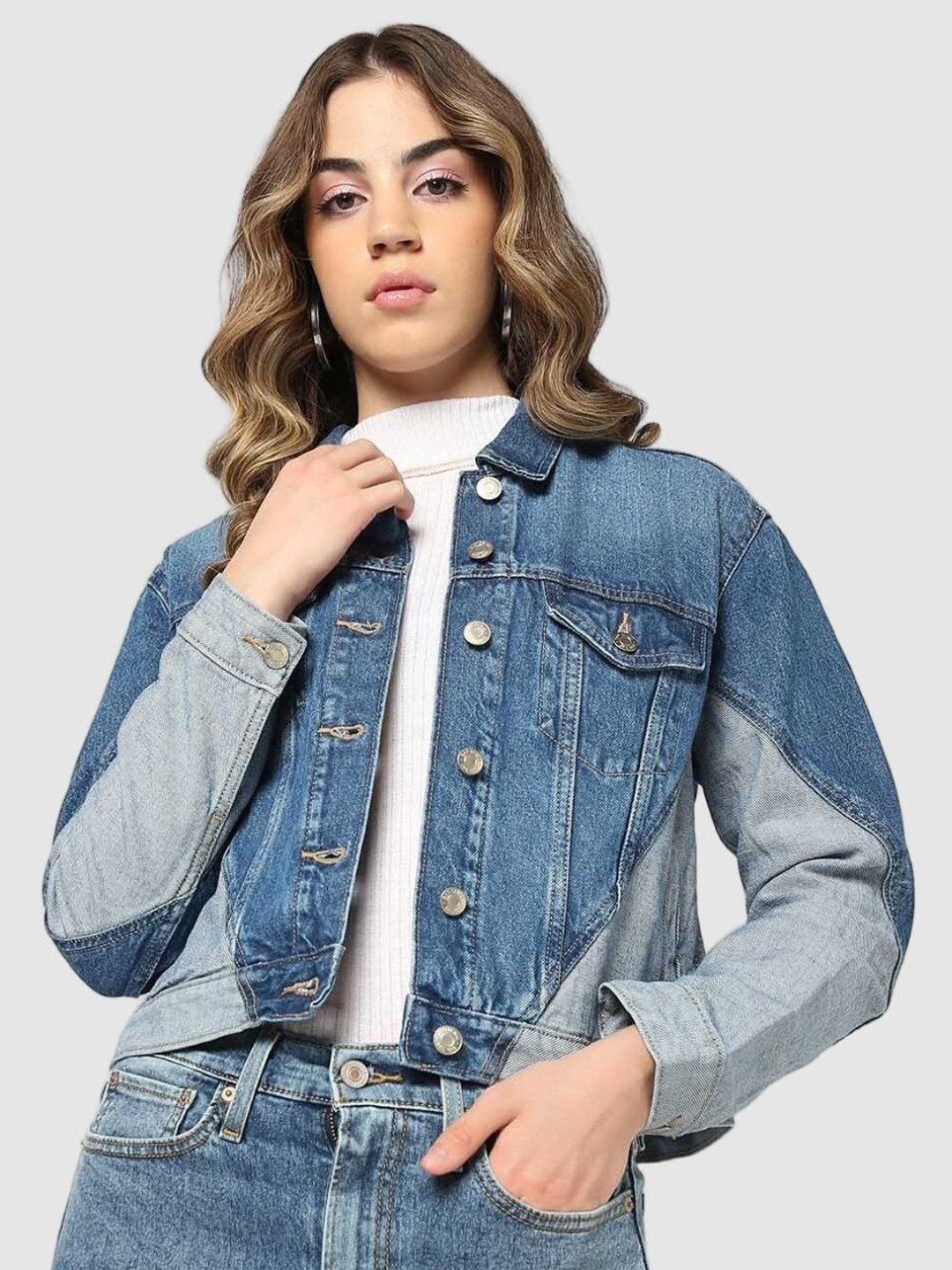 GAP Washed Dual-Toned Iconic Button-Up Cotton Denim Jacket