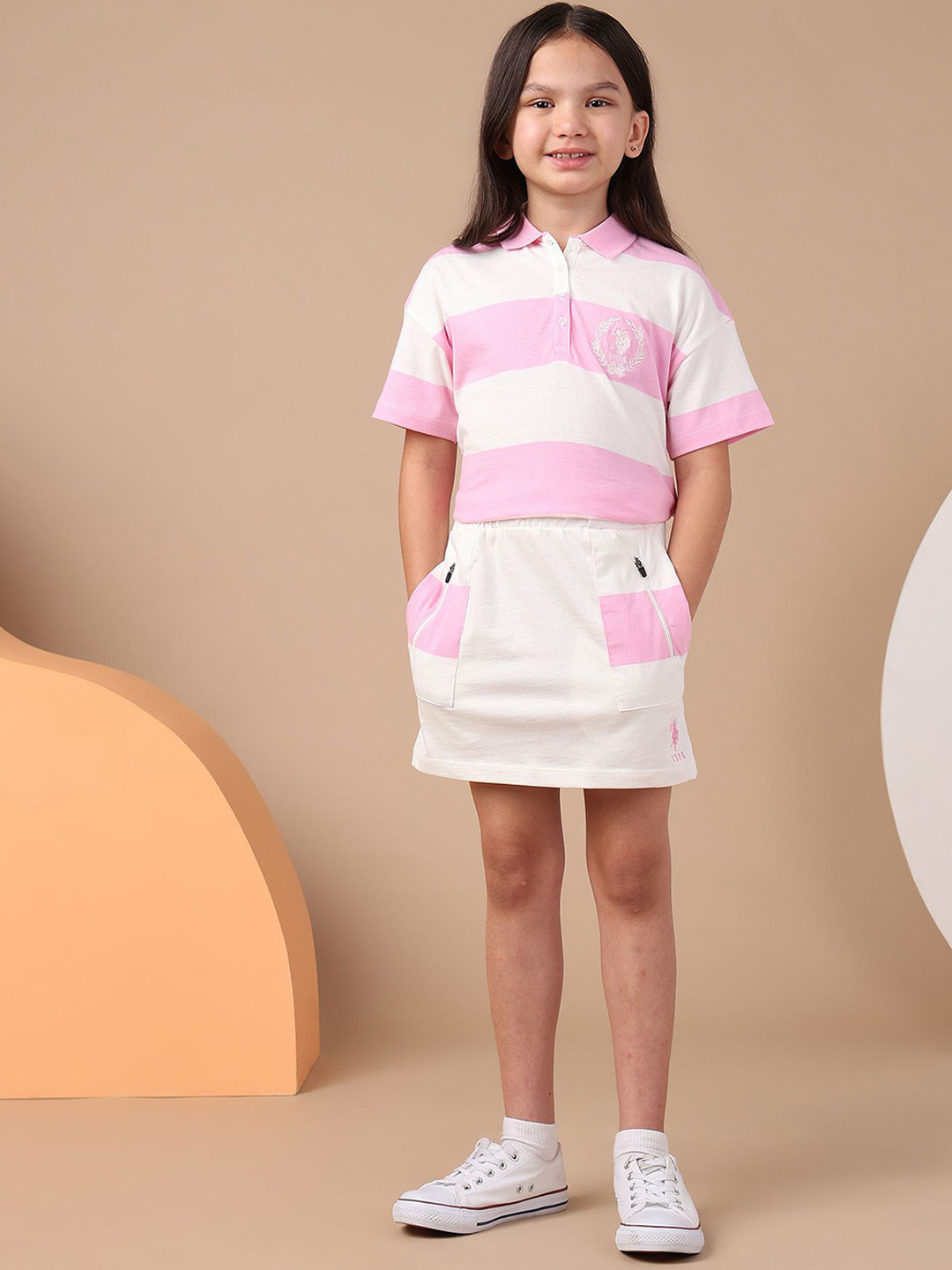 U.S. Polo Assn. Kids Girls Pure Cotton A-Line Mini Pencil Skirt