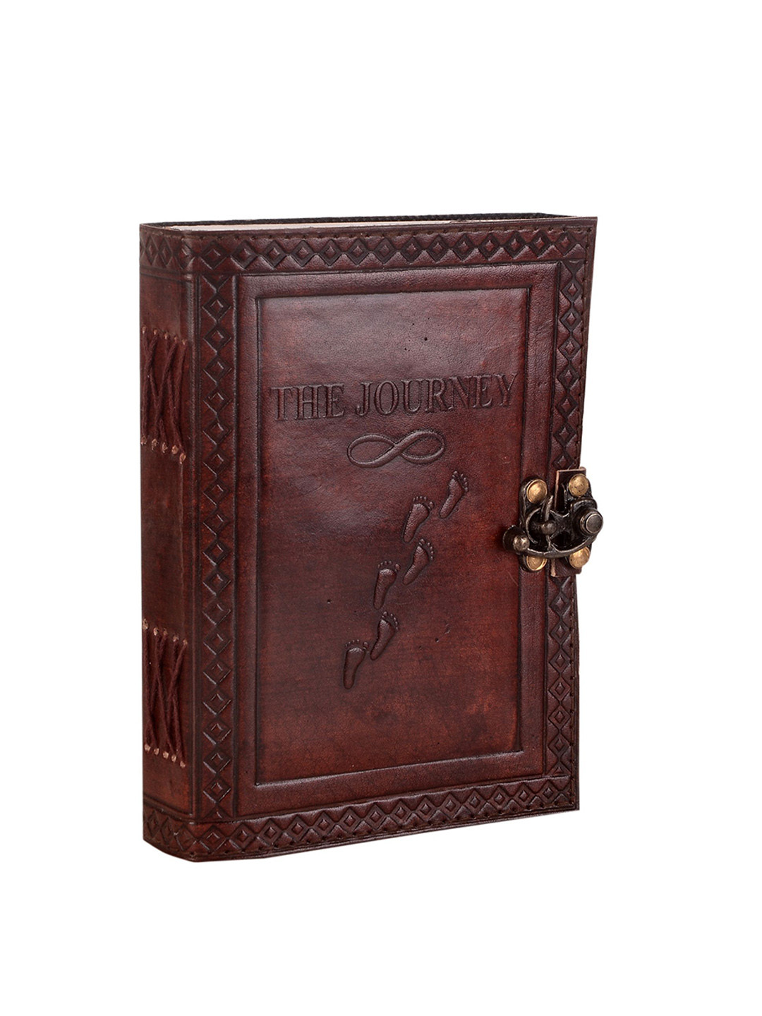 SWISS HORN Vintage A5 Size Leather Diary with Antique Lock- 240 Plain Pages