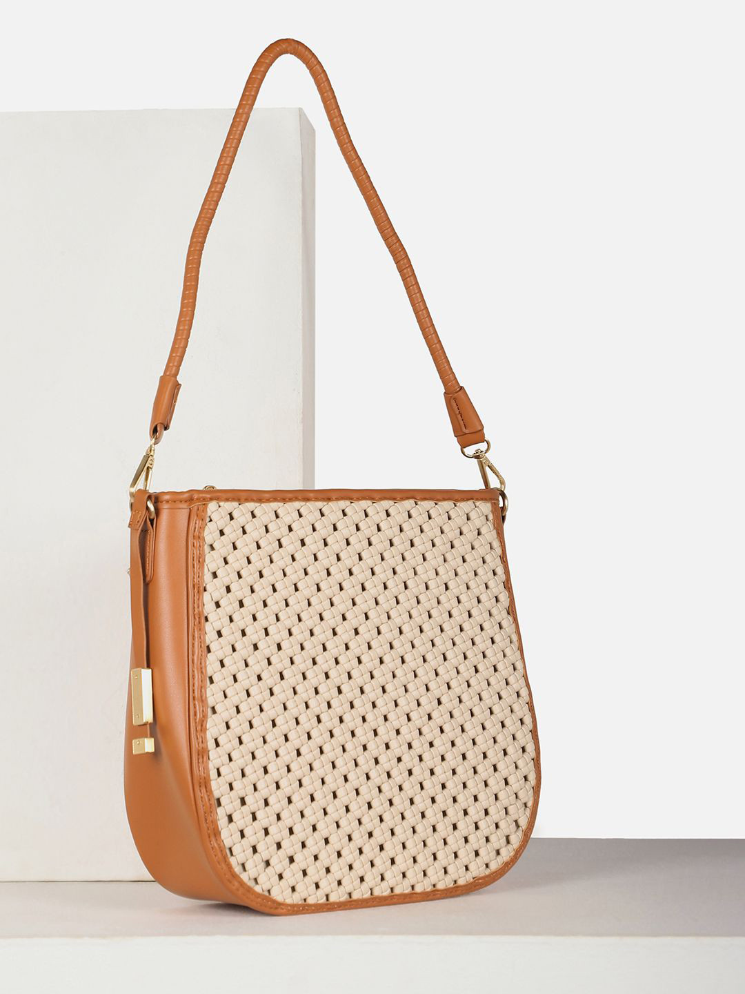 Van Heusen Woman Textured Cut Work Bucket Handheld Bag