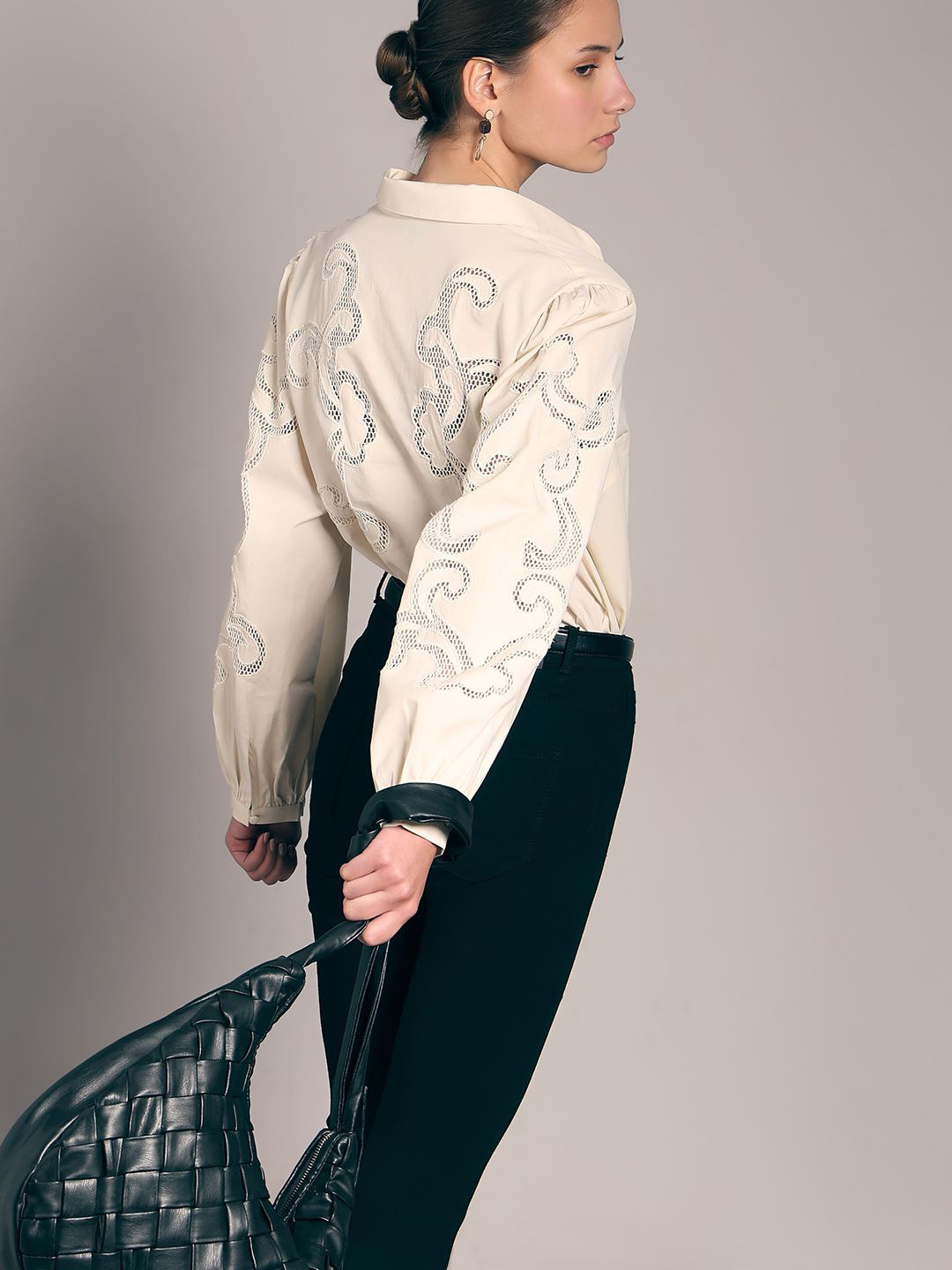 Vero Moda VM Belima Floral Self Design Spread Collar Shirt