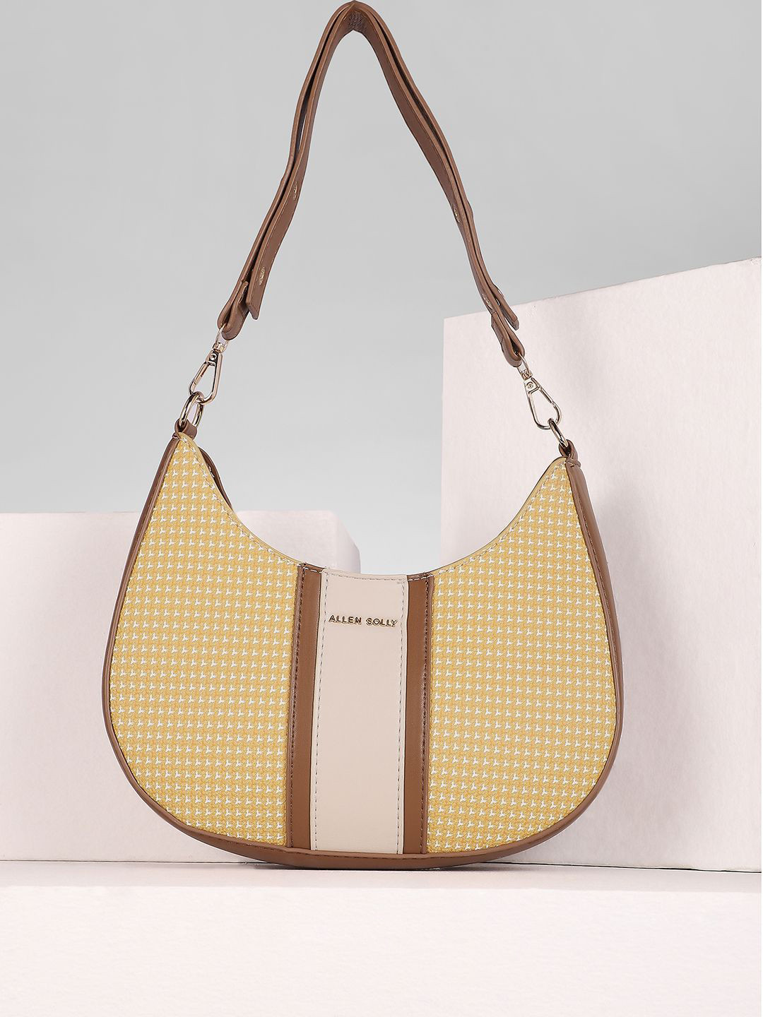 Allen Solly Woman Textured Half Moon Tasselled Shoulder Bag