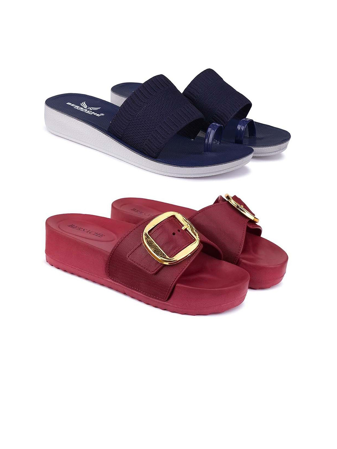 BERSACHE Women Set Of 2 Open Back Flats