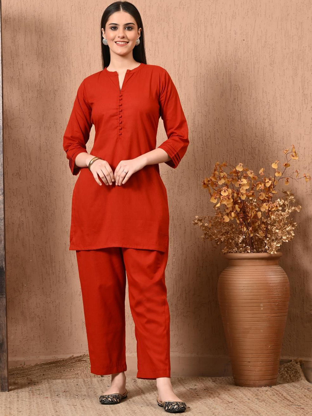 Lavantika Charming Mandarin Collar Pure Cotton Tunic With Trouser