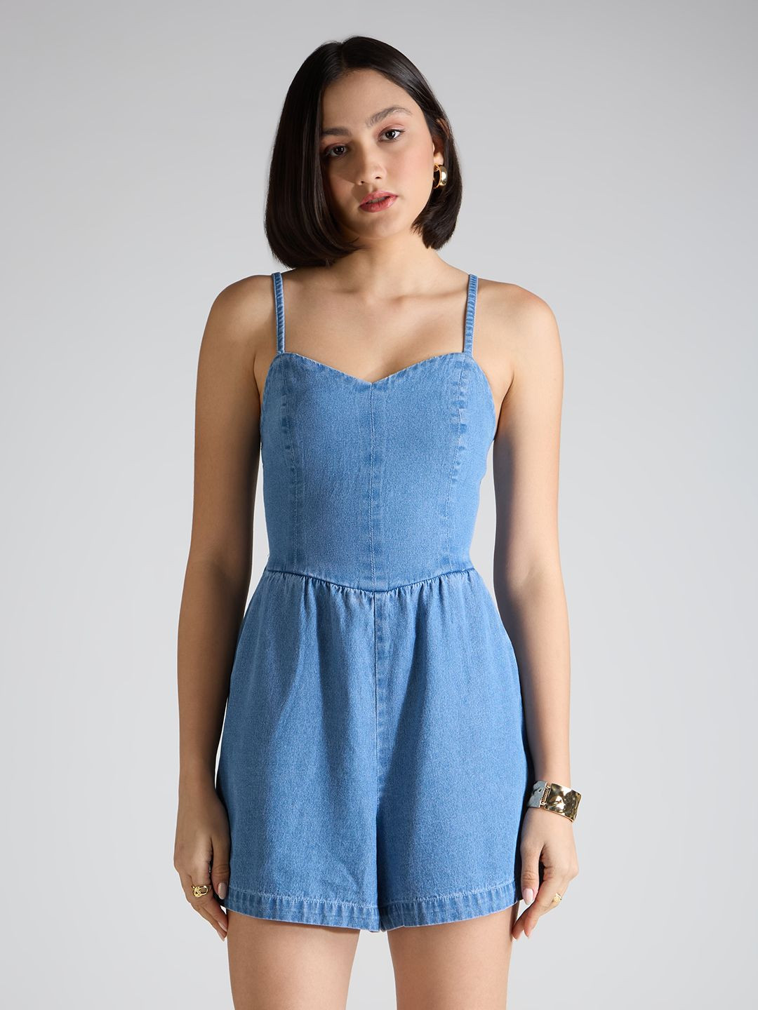 TARAMA Sleeveless Basic Denim Jumpsuit