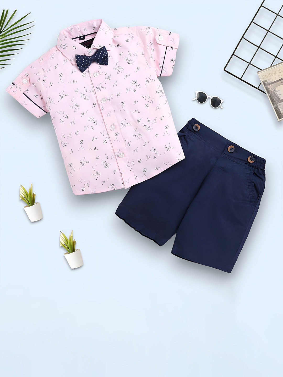 GLAM ELEGANCE Kids Printed Short Sleeves Shirt With Shorts