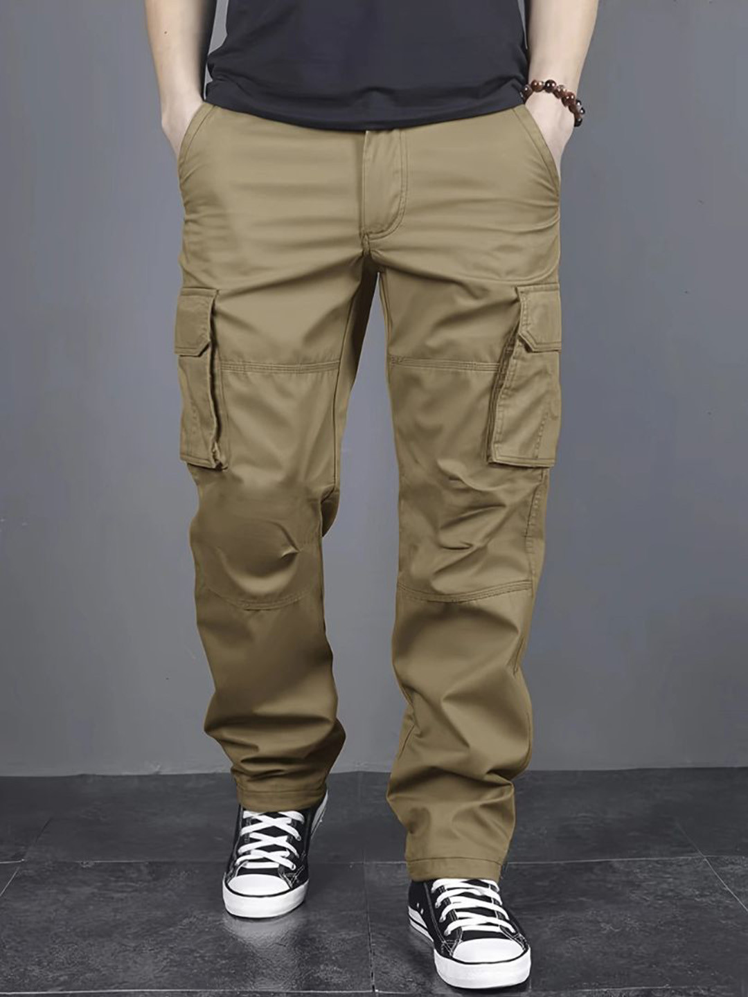 THE BEETEL HOUSE Men Cotton Straight Fit Multi-Pocket Cargo Pants