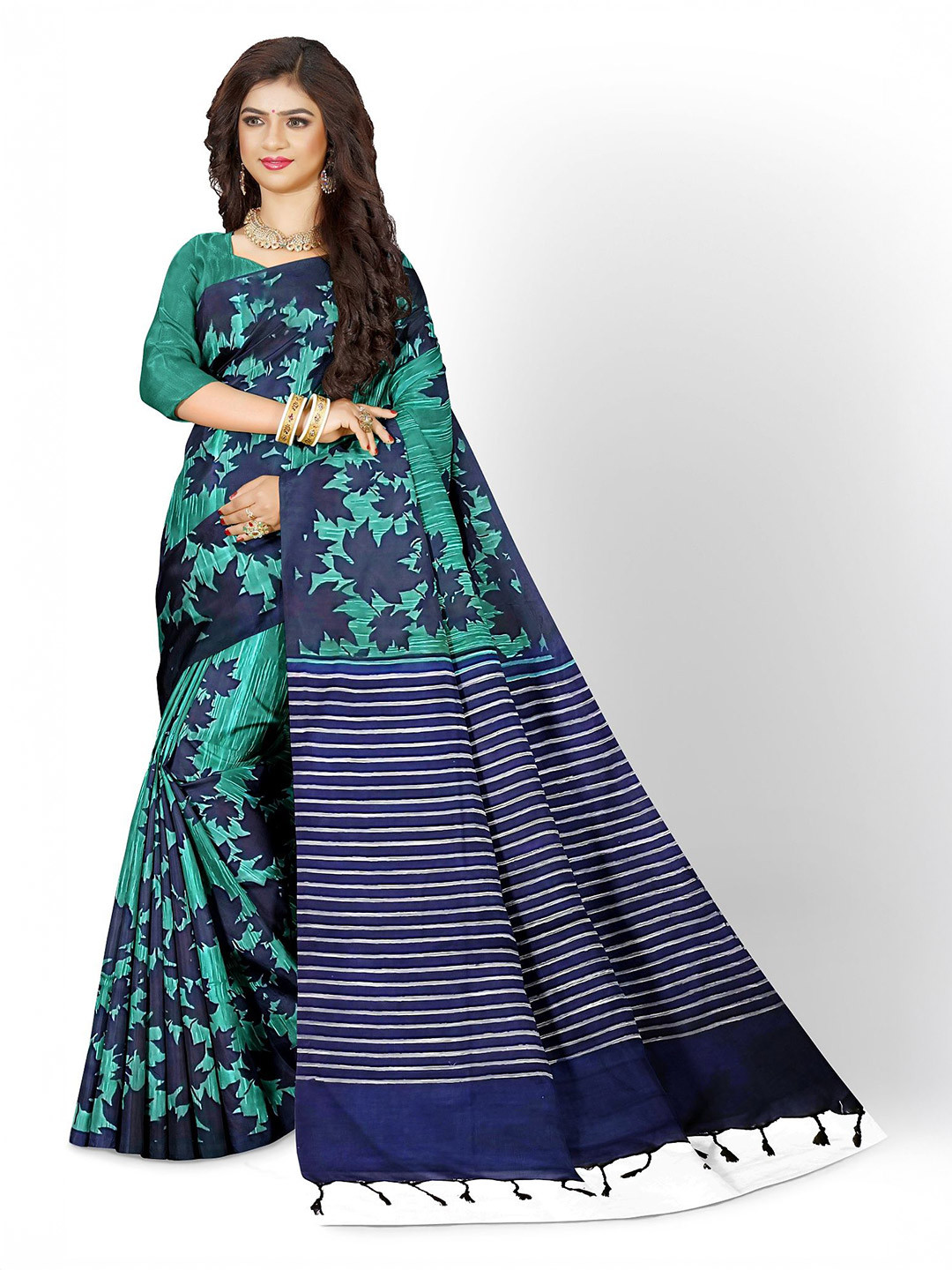 TITHI SAREES pata_kacher churi Floral Printed Pure Cotton Sambalpuri Saree