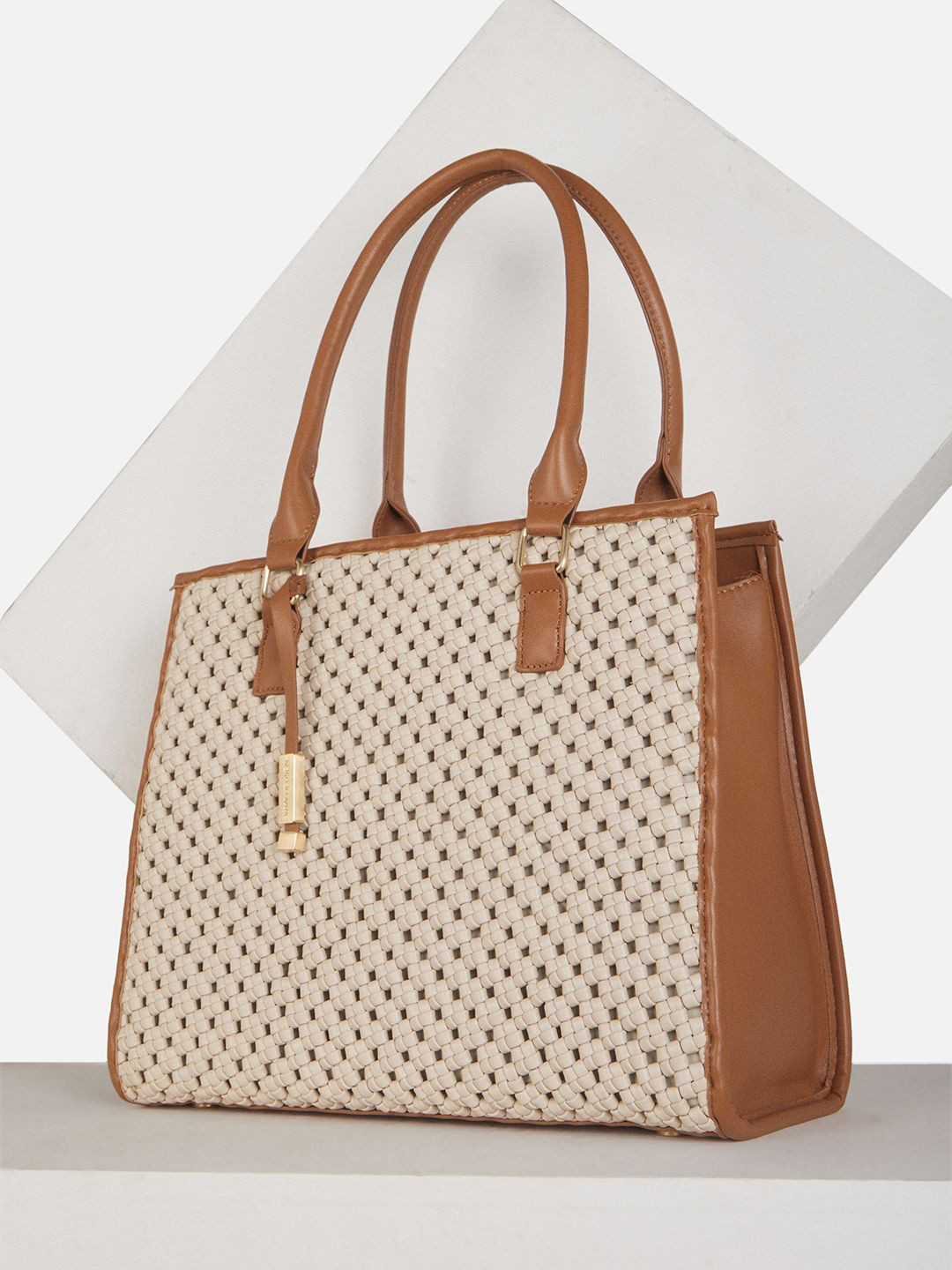 Van Heusen Woman Textured Structured Cut Work Shoulder Bag