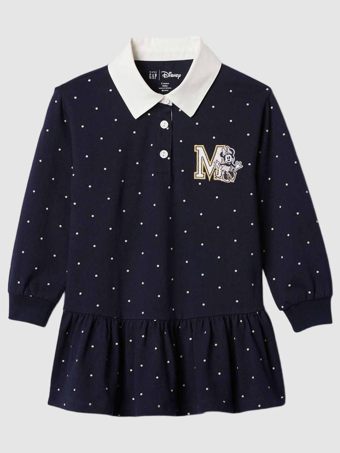 GAP Infant Girls Polka-Dot Full Sleeves Rugby A-Line Pure Cotton Dress