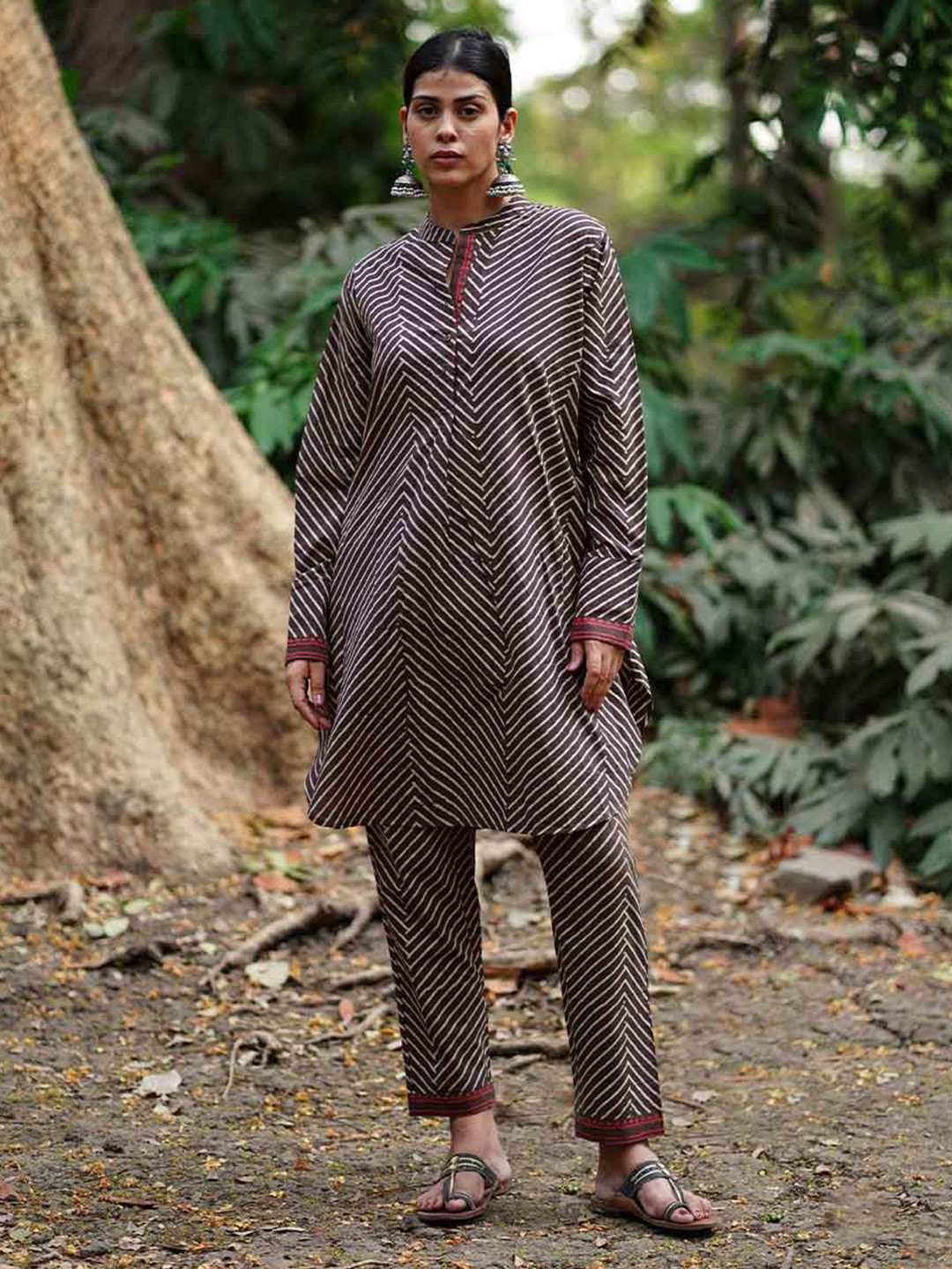 Chidiyaa Women Whistling Woods Jharna Si Tu Brown Block Printed Cotton Kurta set