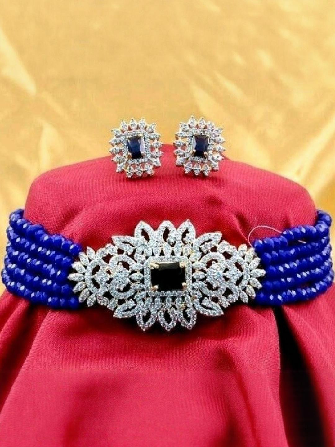 UNNATI JEWEL Blue Brass Jewellery Set