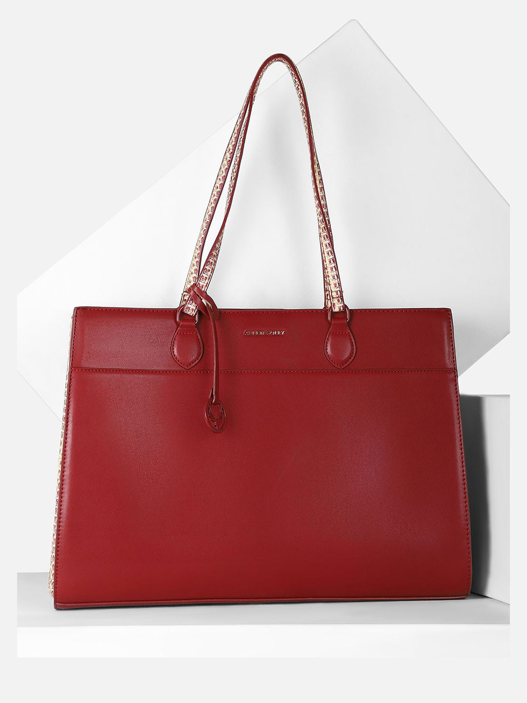 Allen Solly Woman Solid Structured Tasselled Shoulder Bag