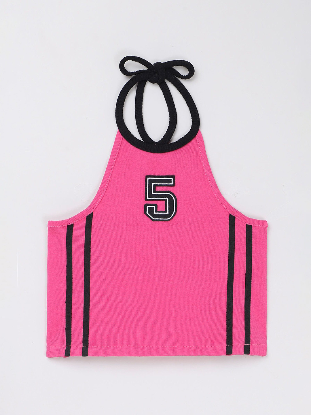 taffykids Kids-Girls Solid Halter Neck Cotton Crop Top