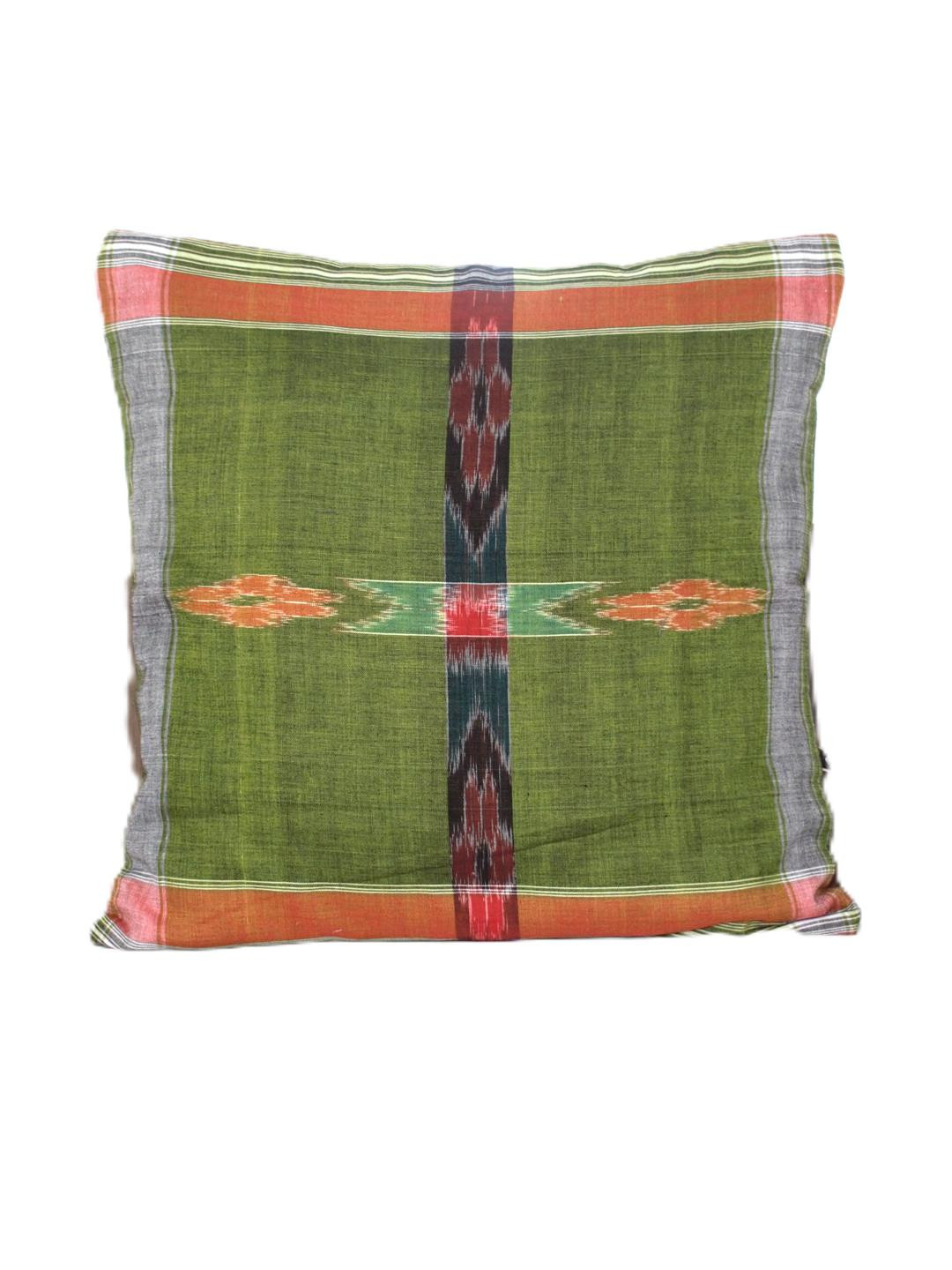 VibhKala Olive Green & Orange Square Cushion Covers