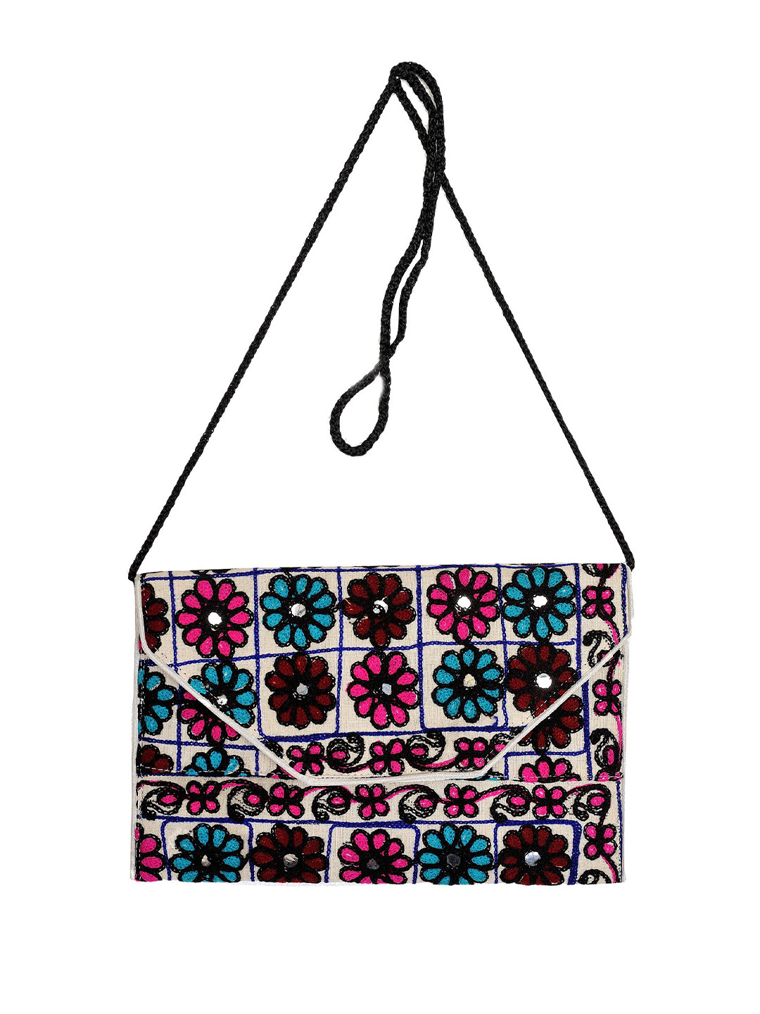 Exotic India Floral Embroidered Purse Clutch