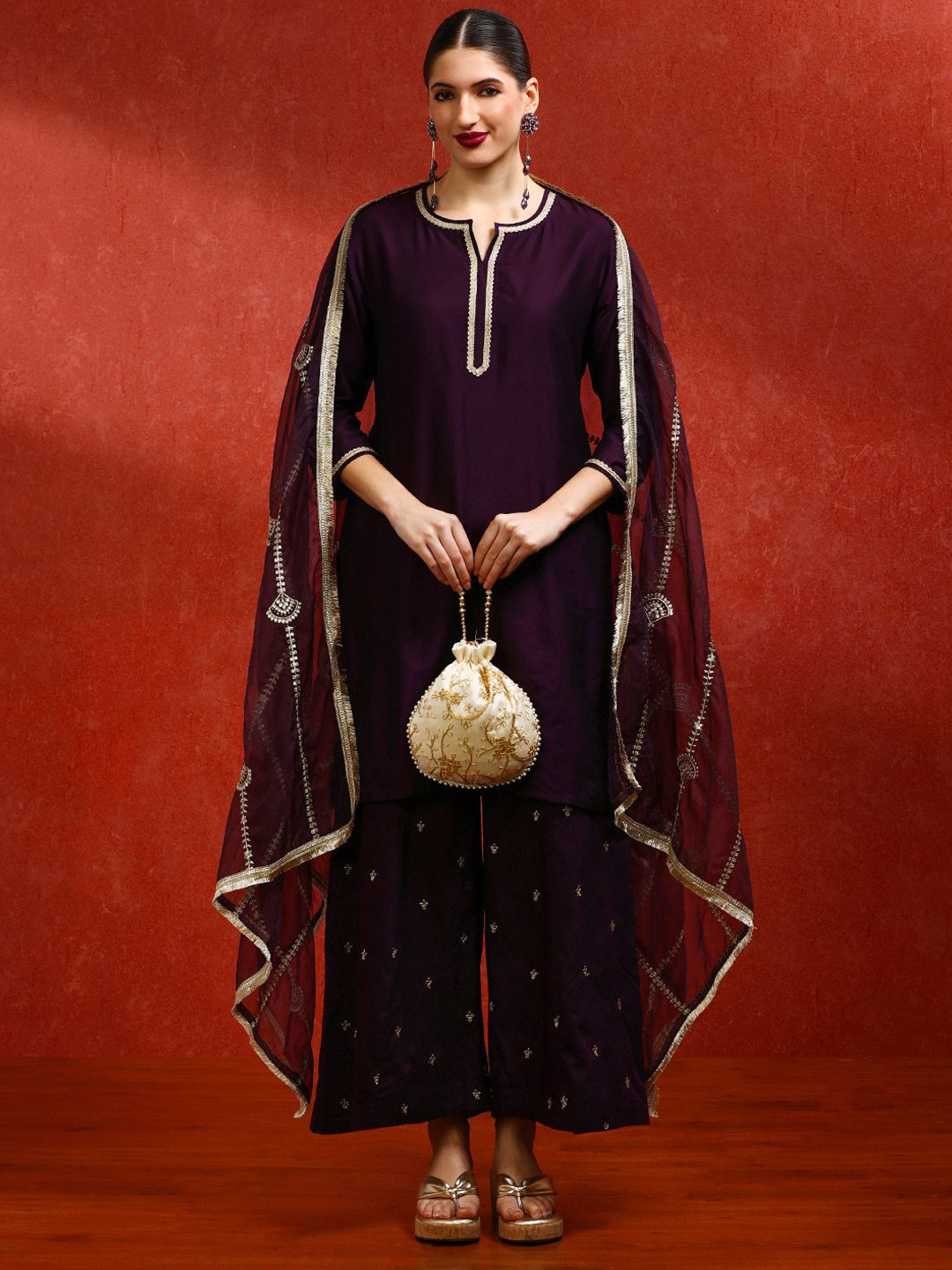 Jaipur Kurti Women Embroidered Regular Gotta Patti Kurti with Sharara & With Dupatta