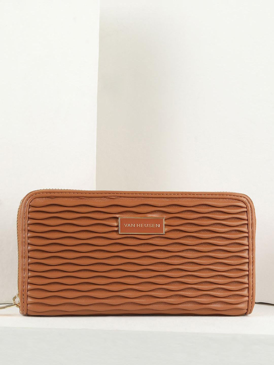 Van Heusen Woman Solid Textured Zip Around Regular Wallet