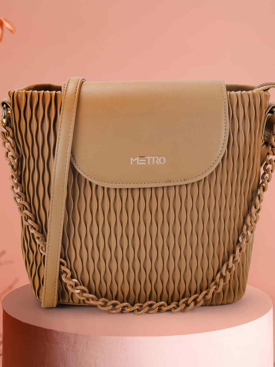 Metro Women Textured Structured Fringed Sling Bag