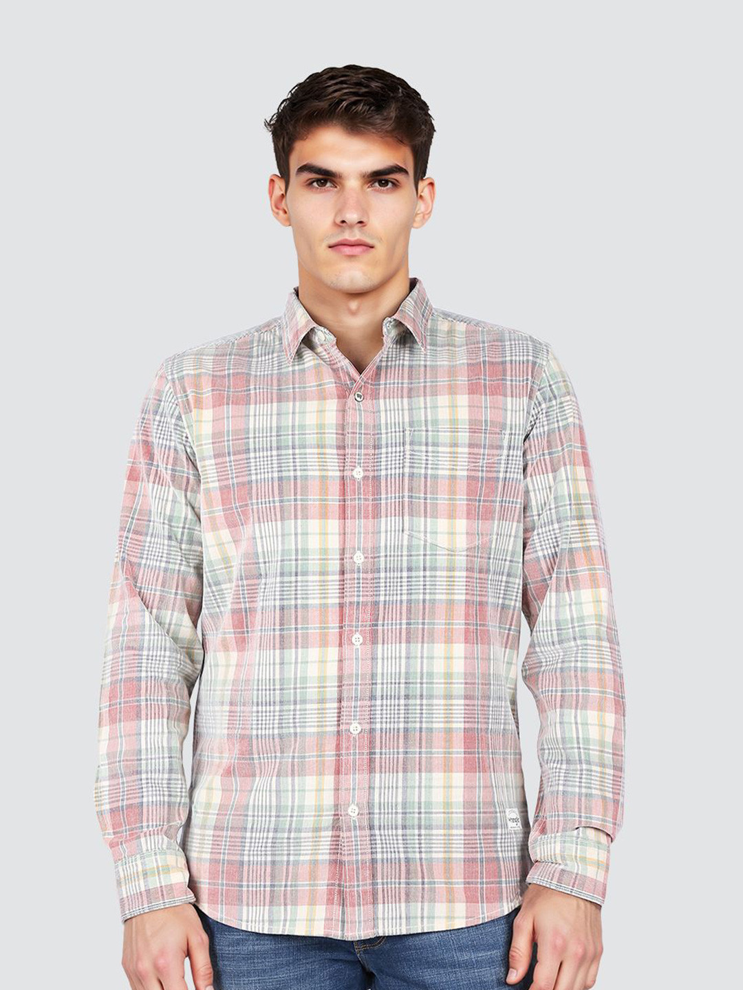 Wrangler Heritage Checked Spread Collar Corduroy Pure Cotton Shirt