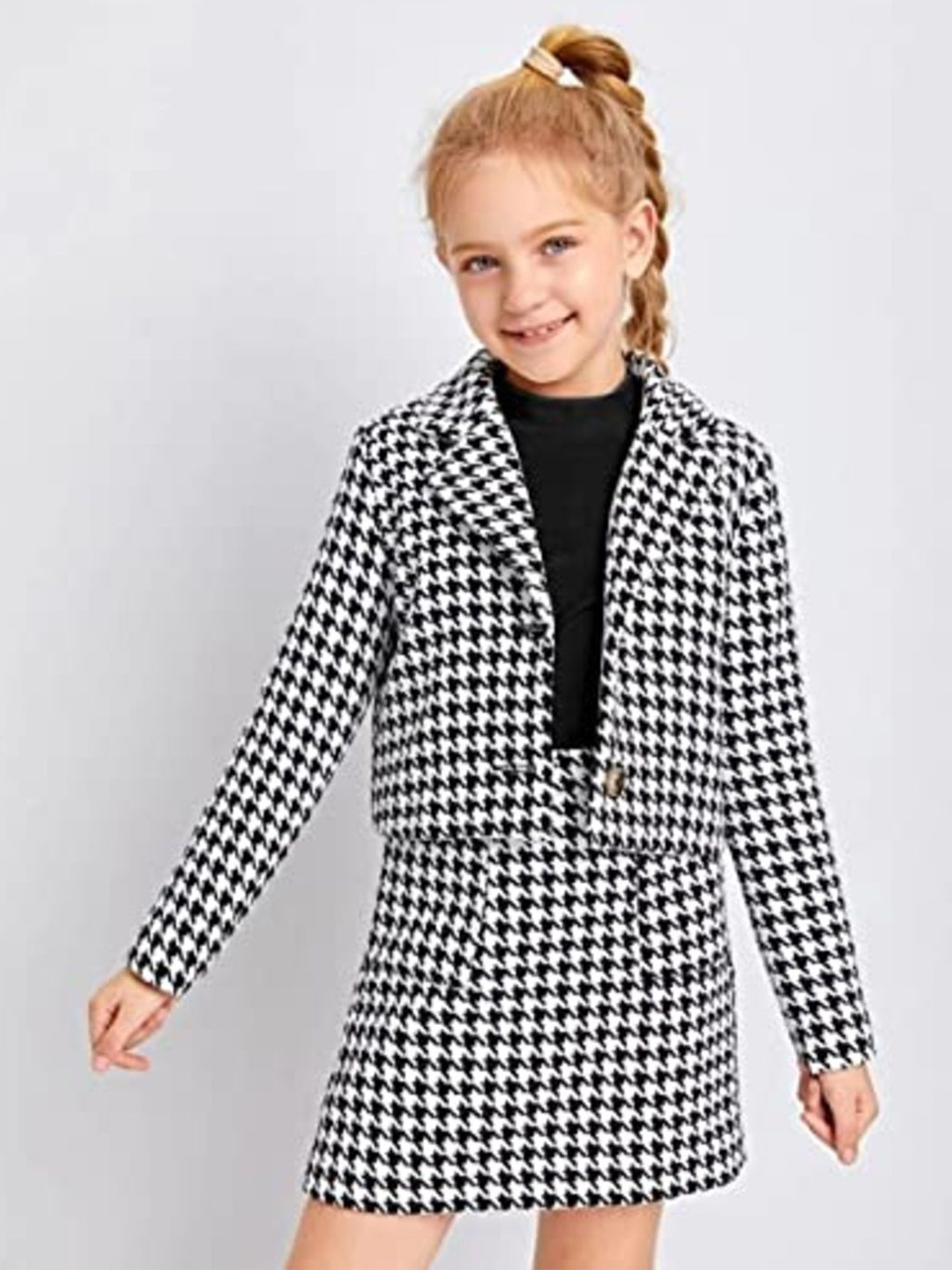 BLOOD PANTHER Girls Printed Long Sleeves Coat with Skirt & T-shirt