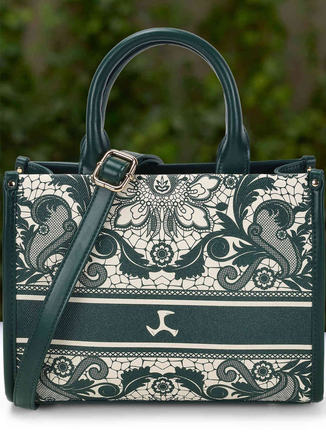 Mochi Ethnic Motifs Printed PU Shopper Handheld Bag with Applique