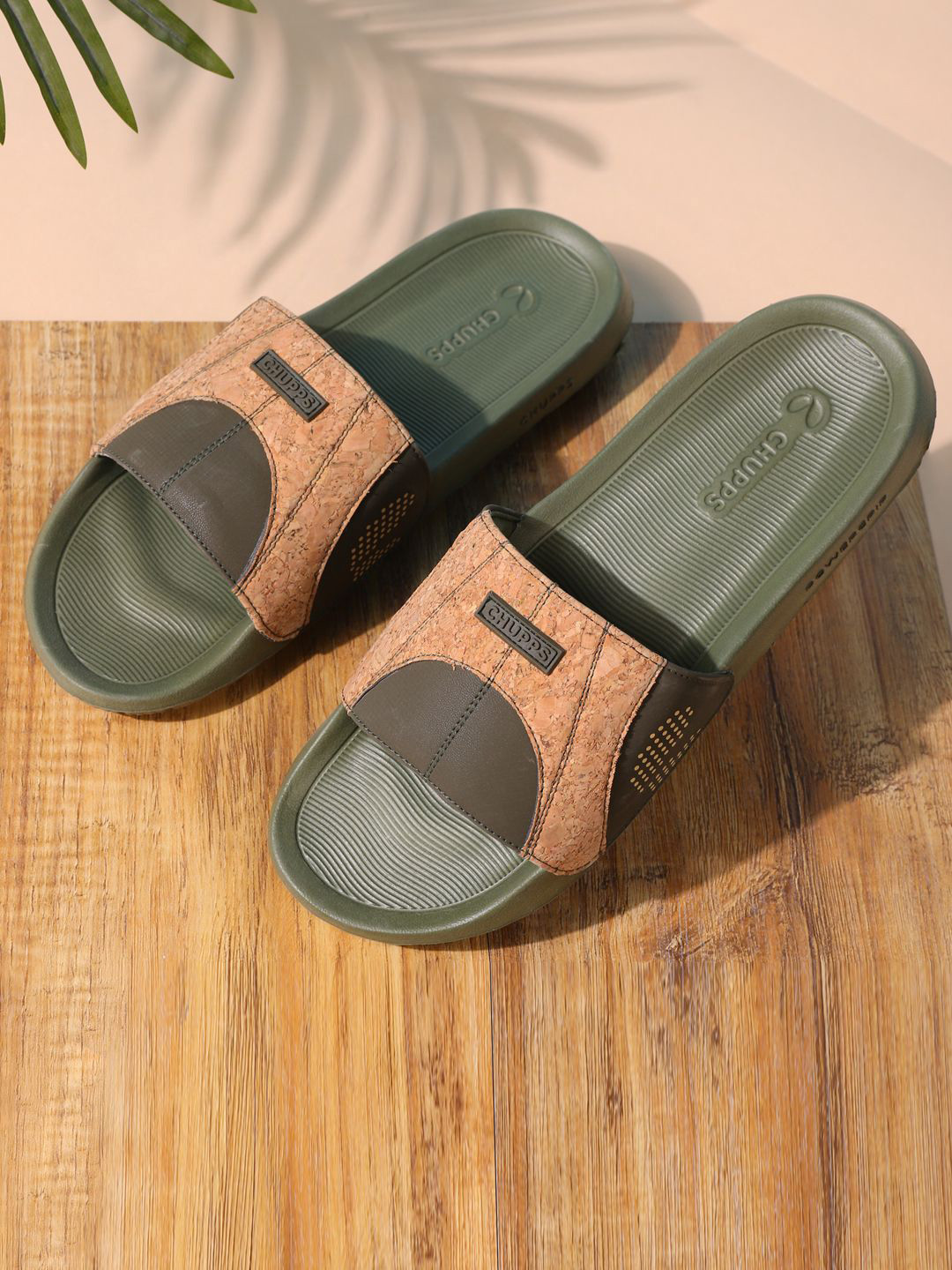 CHUPPS Men Arc Olive Off-white Casual Sliders