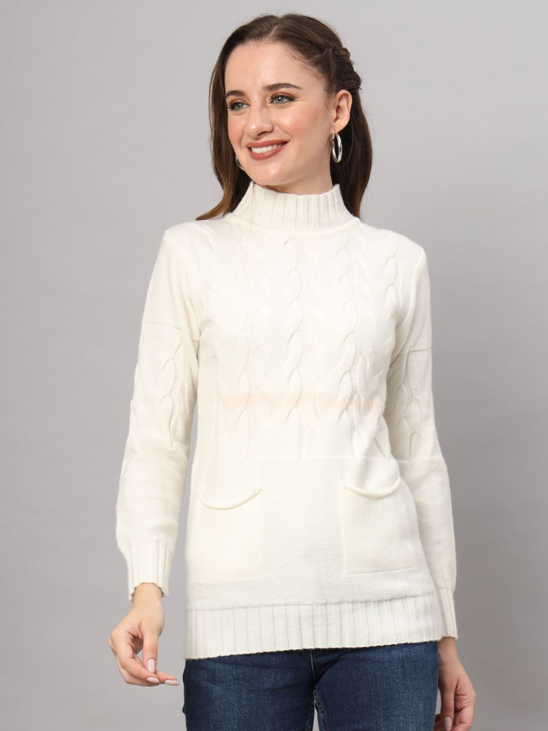 MODKLINE WITH MK Cable Knit Turtle Neck Woollen Pullover