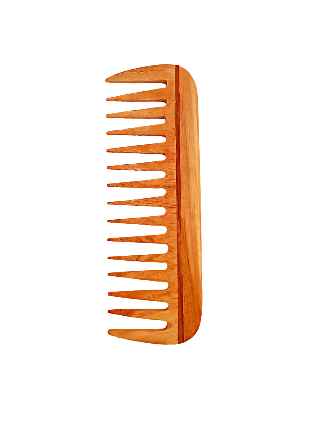 RUFIYS Neem Wide Tooth Wooden Comb For Hair Growth & Dandruff Brown